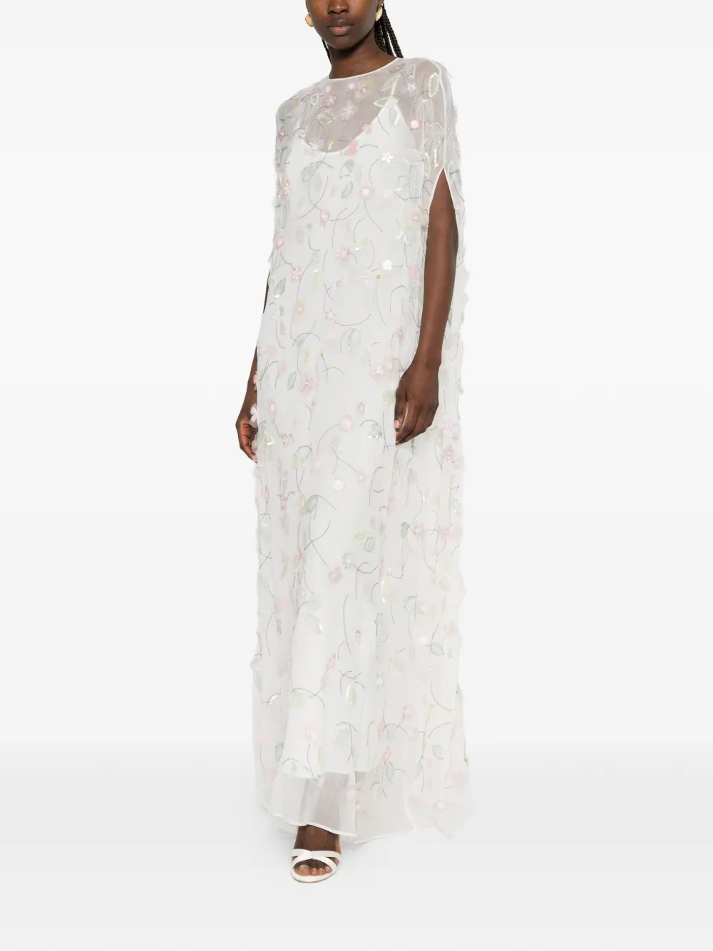 Bernadette Eleonore maxi-dress met pailletten Wit
