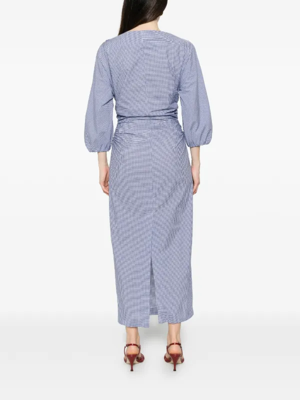 Bernadette Ezra gingham-check Ruched Mini Dress | Blue | FARFETCH