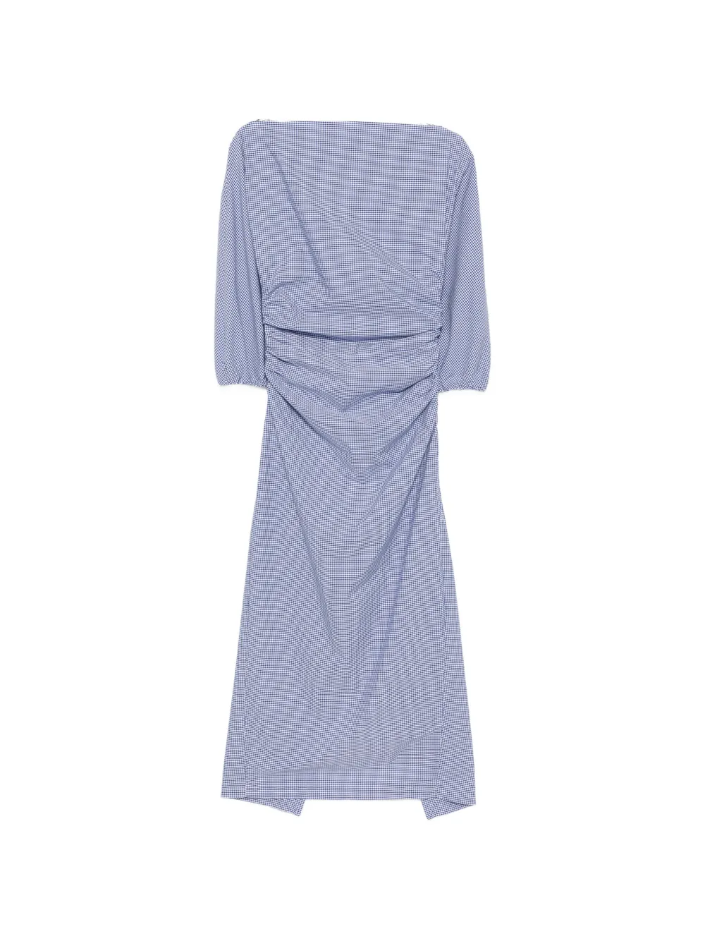 Bernadette Ezra gingham-print gathered midi dress - Blu