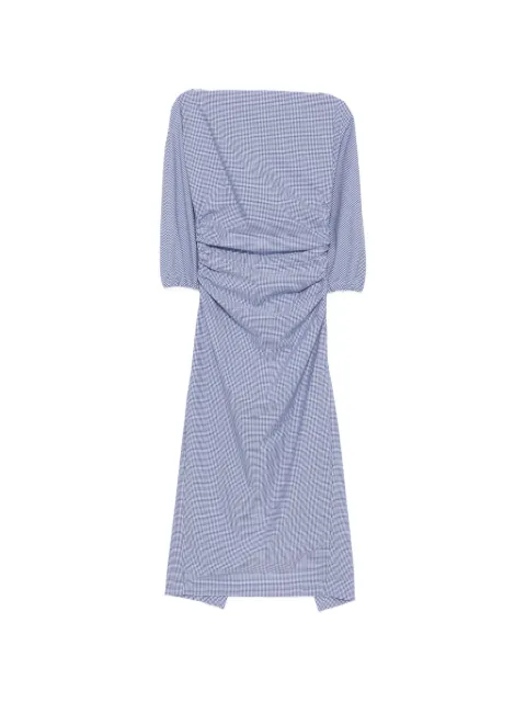 Bernadette Ezra gingham-print gathered midi dress