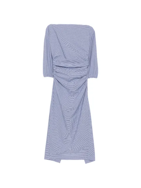 Bernadette Ezra gingham-print gathered midi dress