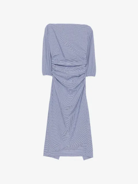 Bernadette Ezra gingham-check ruched mini dress