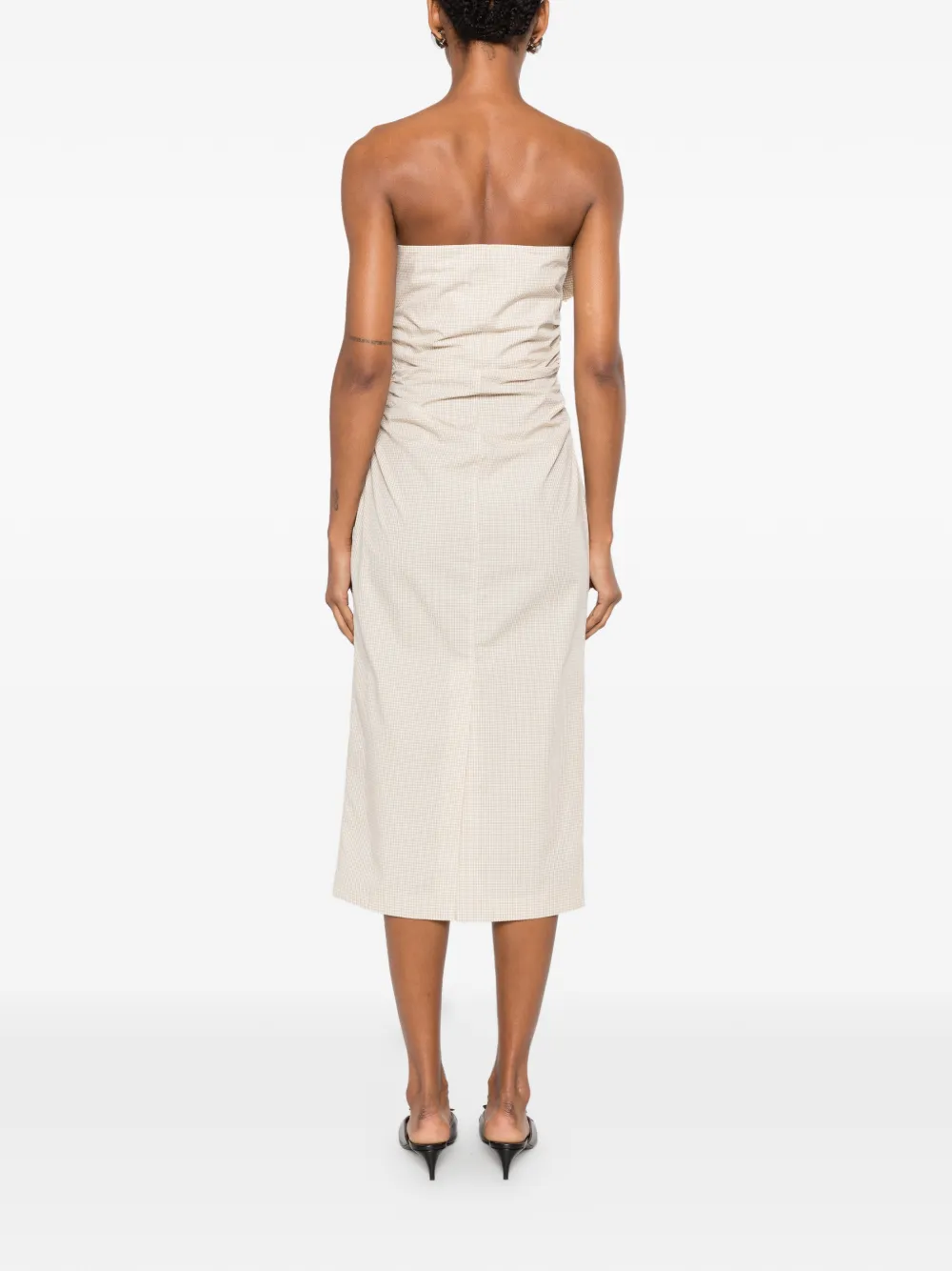 Bernadette Midi Dress Vera with Flower Brooch in Neutrals, view 4