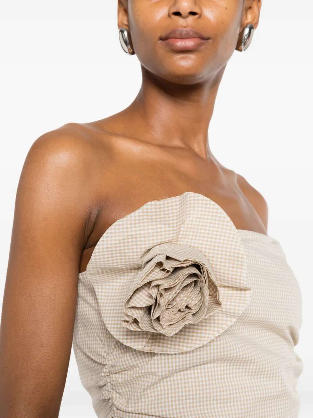 Bernadette Midi Dress Vera with Flower Brooch in Neutrals, view 5