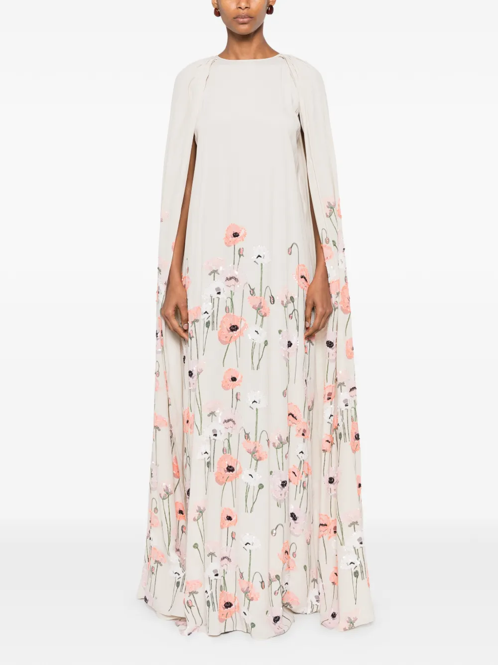 Bernadette Minnie Poppy-embroidered Dress in Neutrals, view 3