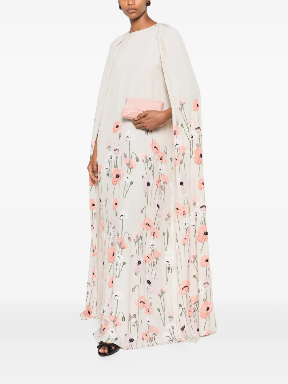 Bernadette Minnie Poppy-embroidered Dress in Neutrals, view 2