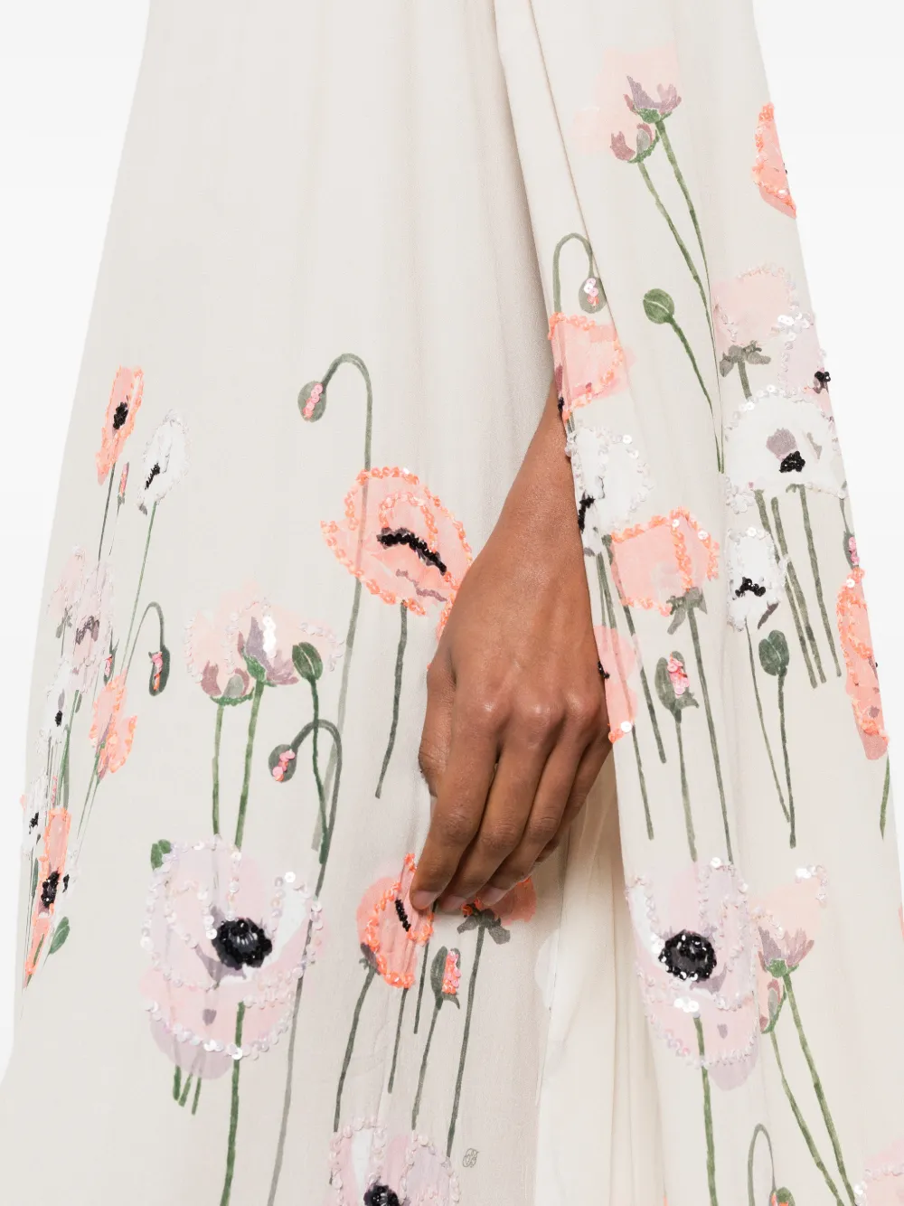 Bernadette Minnie Poppy-embroidered Dress in Neutrals, view 5