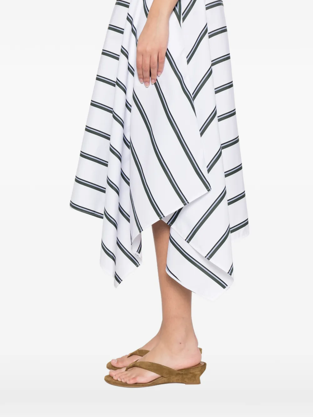 Proenza Schouler Beatriz gestreepte jurk met zakdoek afwerking Wit