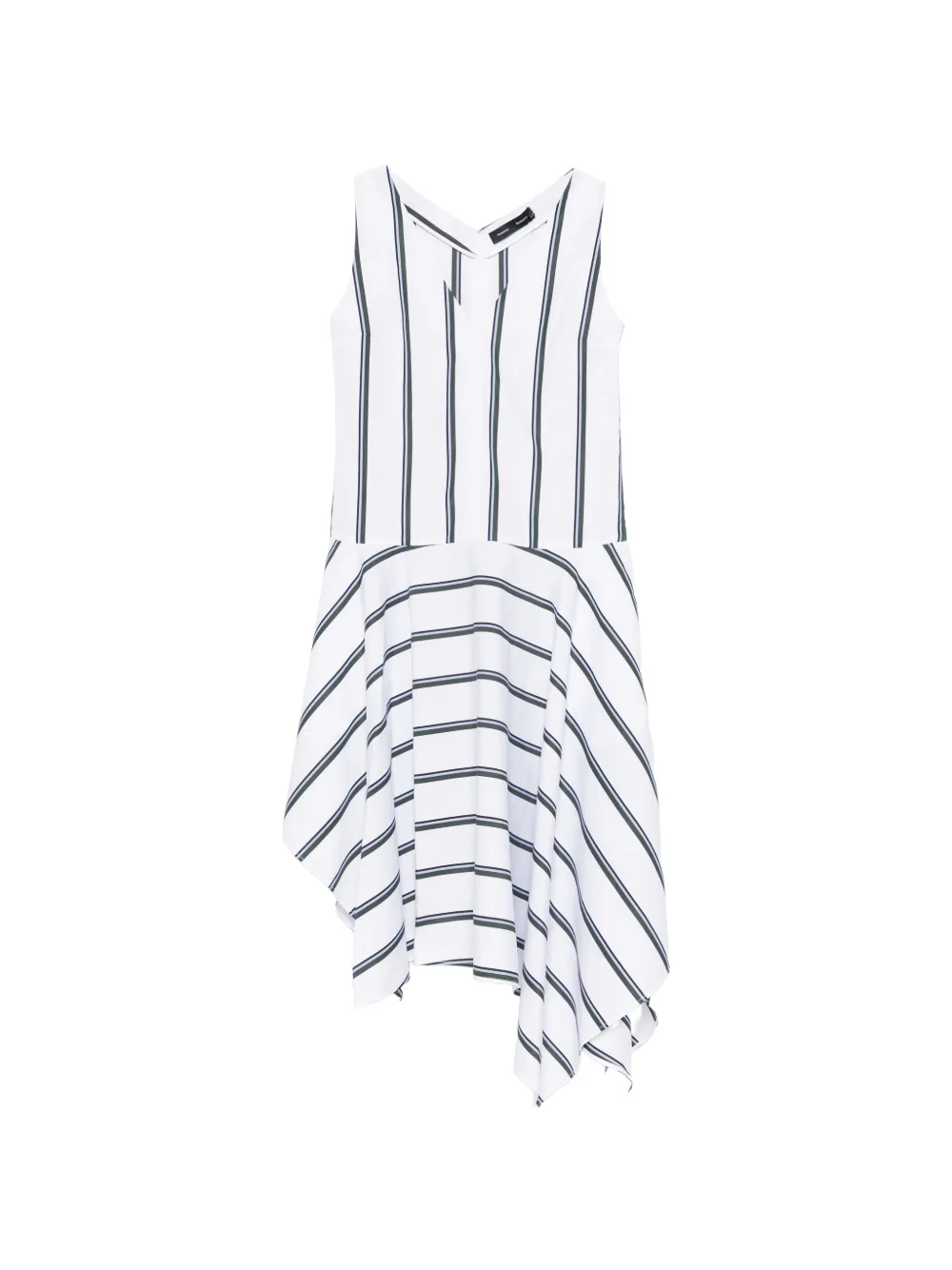 Proenza Schouler PS BEATRIZ DRESS COTTON SILK SHIRTING WHITE MULTI