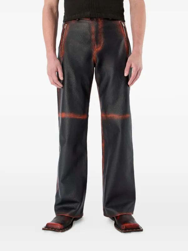 パンツ CAMPERLAB CamperLab Zip Leather Trousers | Black | FARFETCH RO