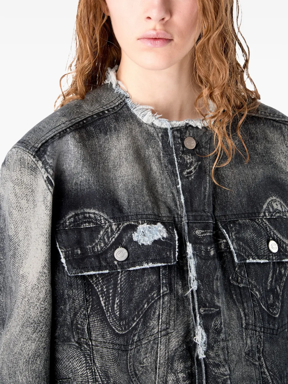 CamperLab Denim jack met rafels Zwart