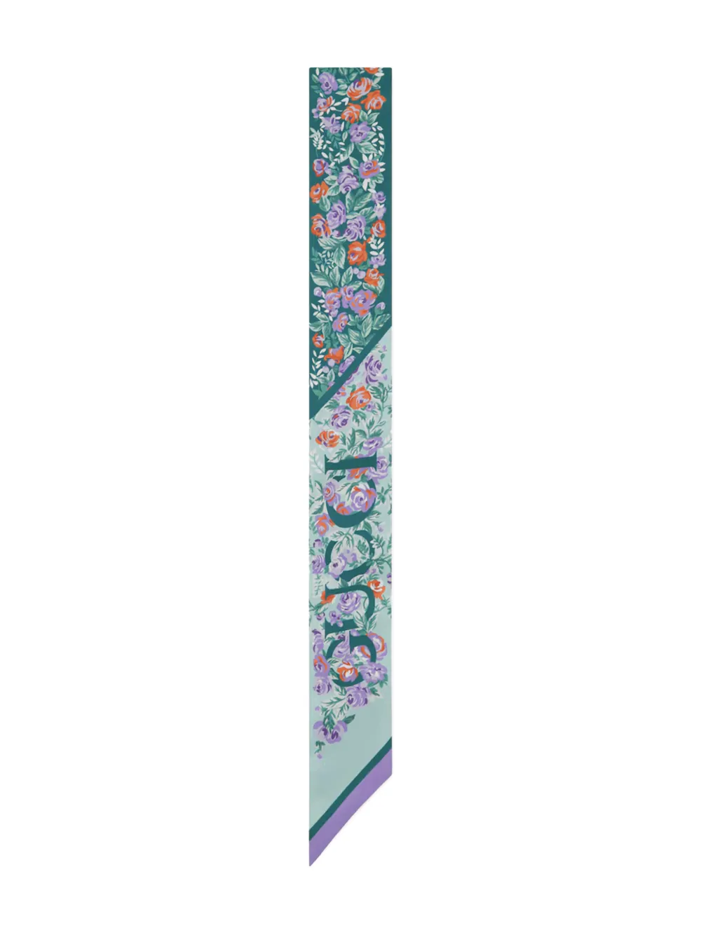 Gucci floral-print twill ribbon scarf - Grün