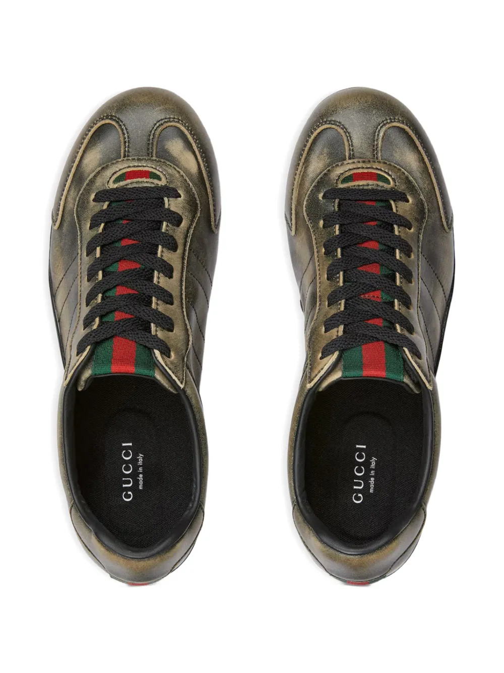 Gucci Gerafelde sneakers met Web-streep Bruin