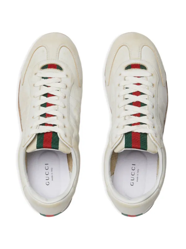 Gucci Shift lace-up Leather Sneakers | White | FARFETCH