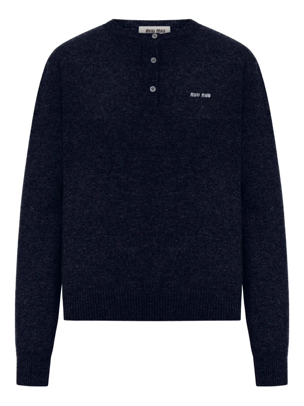 Miu Miu button logo-lettering sweater - Blu