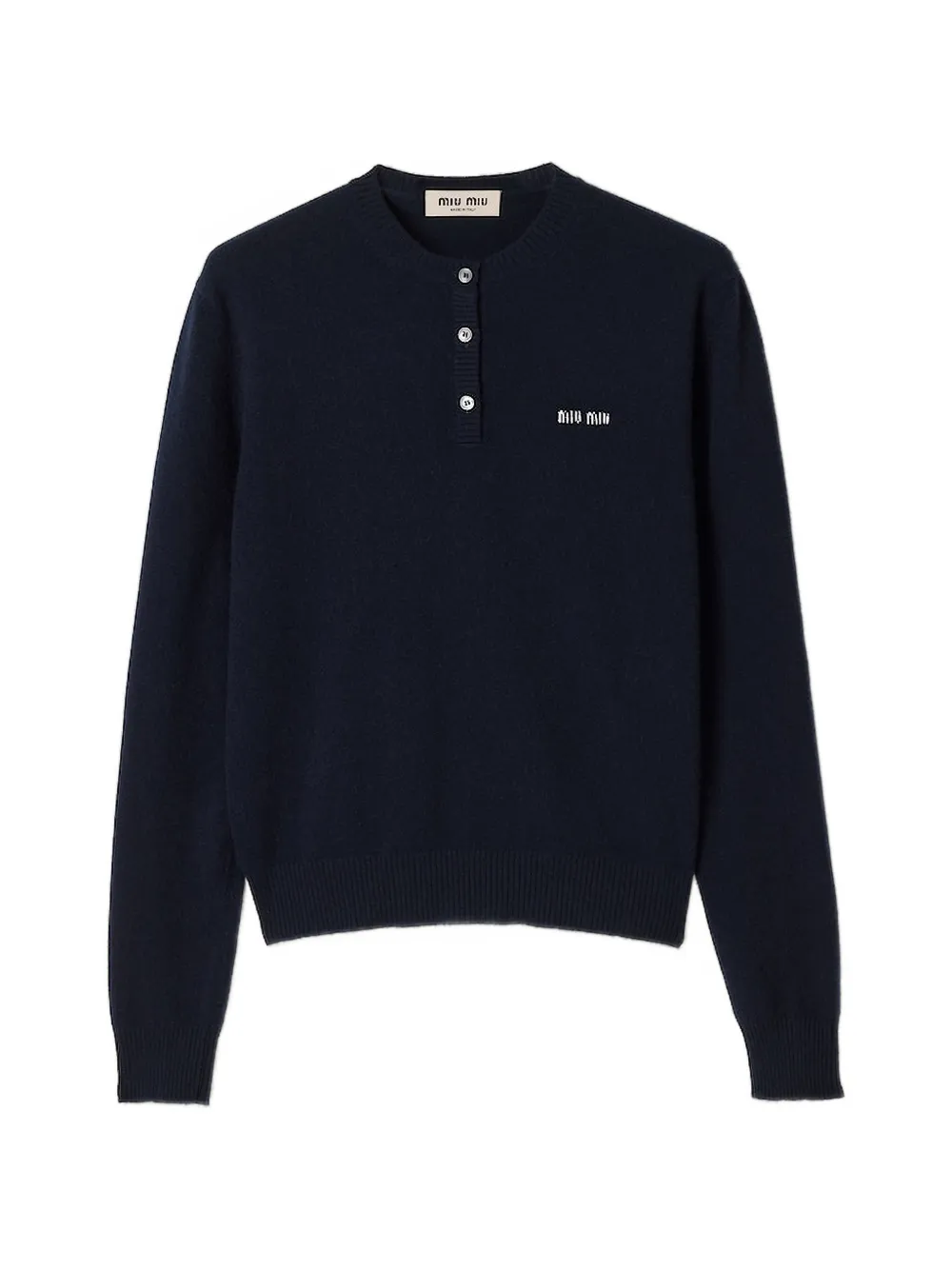 Miu Miu button logo-lettering sweater - Blau