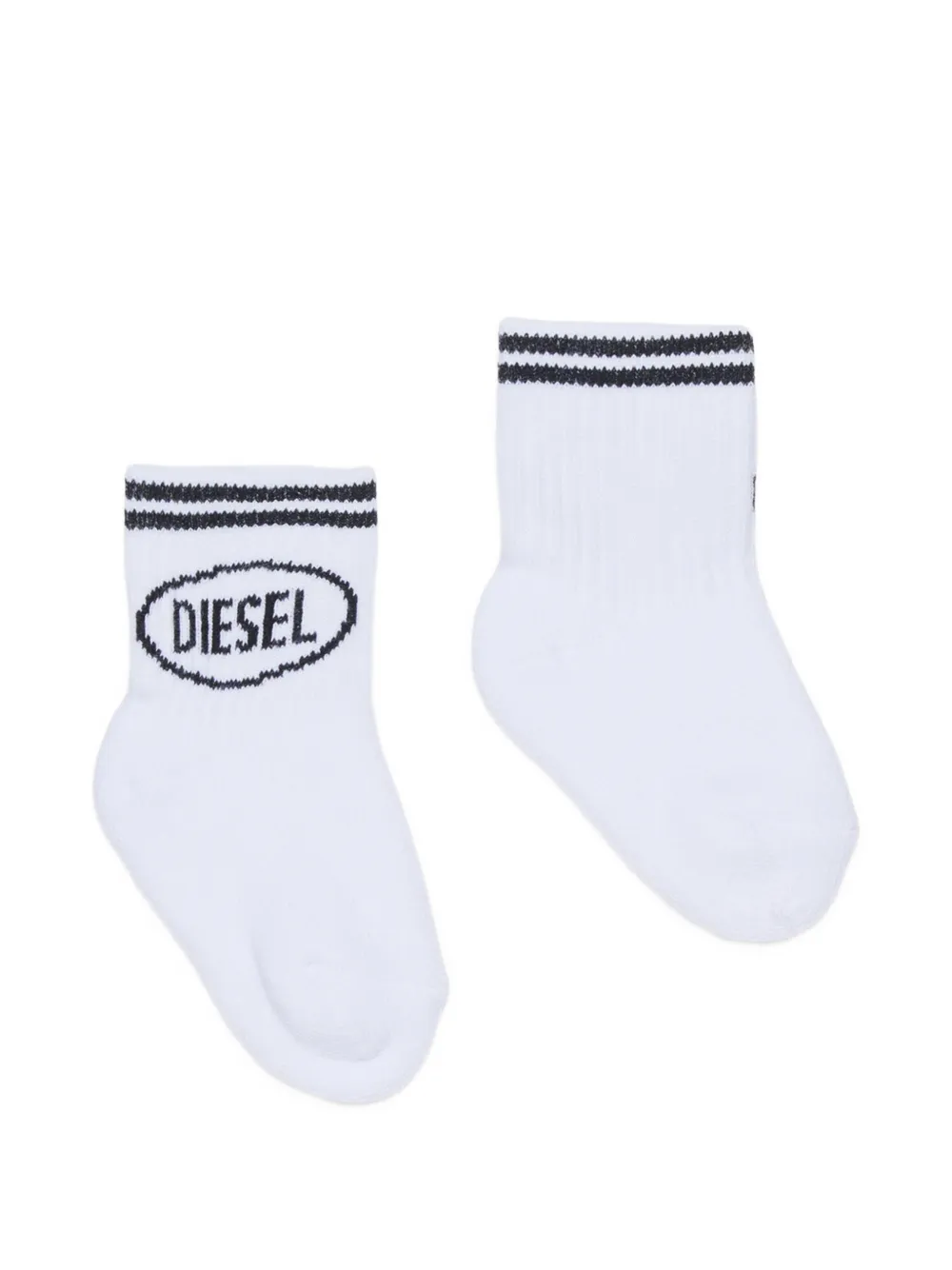 Diesel Kids logo striped socks - White