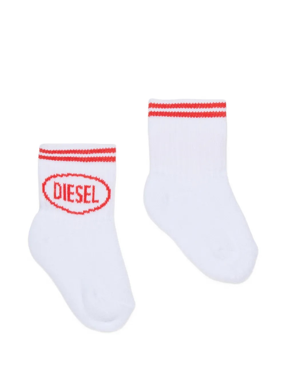 Diesel Kids logo striped socks - White