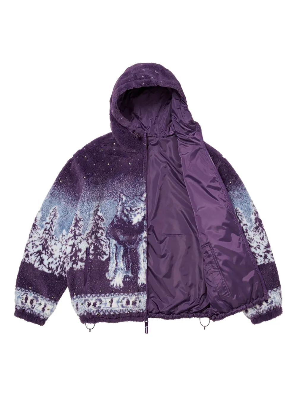 Supreme Omkeerbaar fleece jack met capuchon Paars