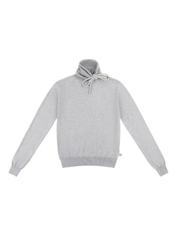 Area Crystal-knot Turtleneck Sweater in Grey
