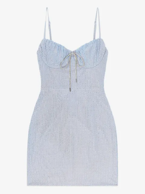 AREA crystal hotfix mini dress