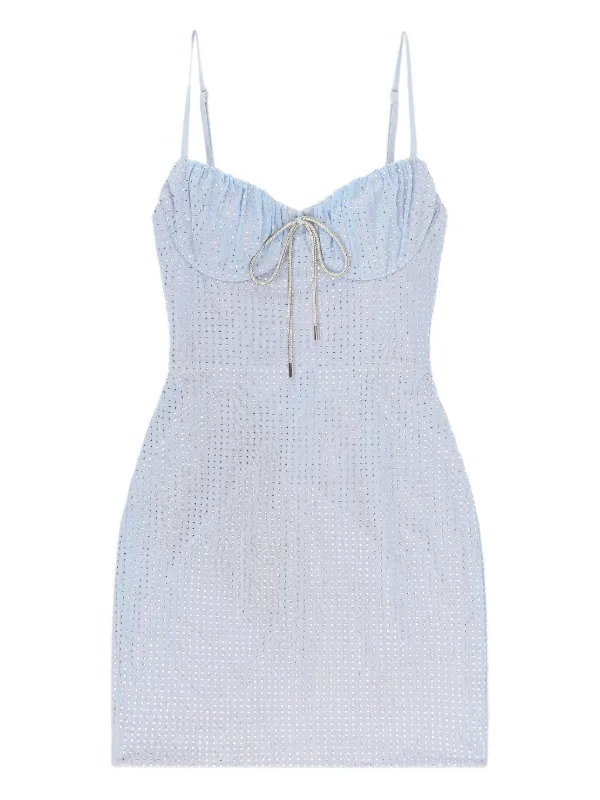 Area Crystal Hotfix Mini Dress in Blue
