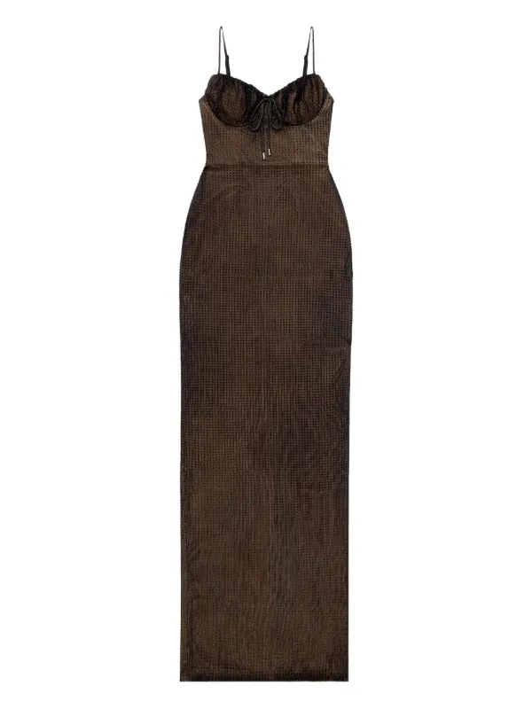 Area Hotfix-embellishment Maxi Dress in Brown