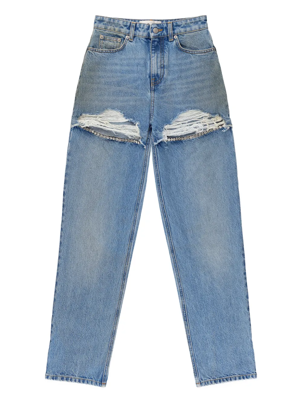 AREA fray-detail cotton trousers - Blau