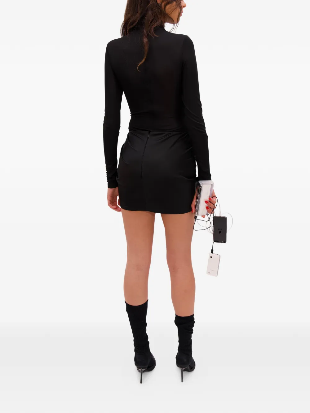 Area Wrapped Mini Skirt in Black, view 5