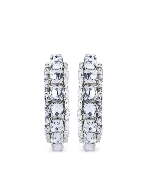 Area Crystal Hoops Earrings in Silver