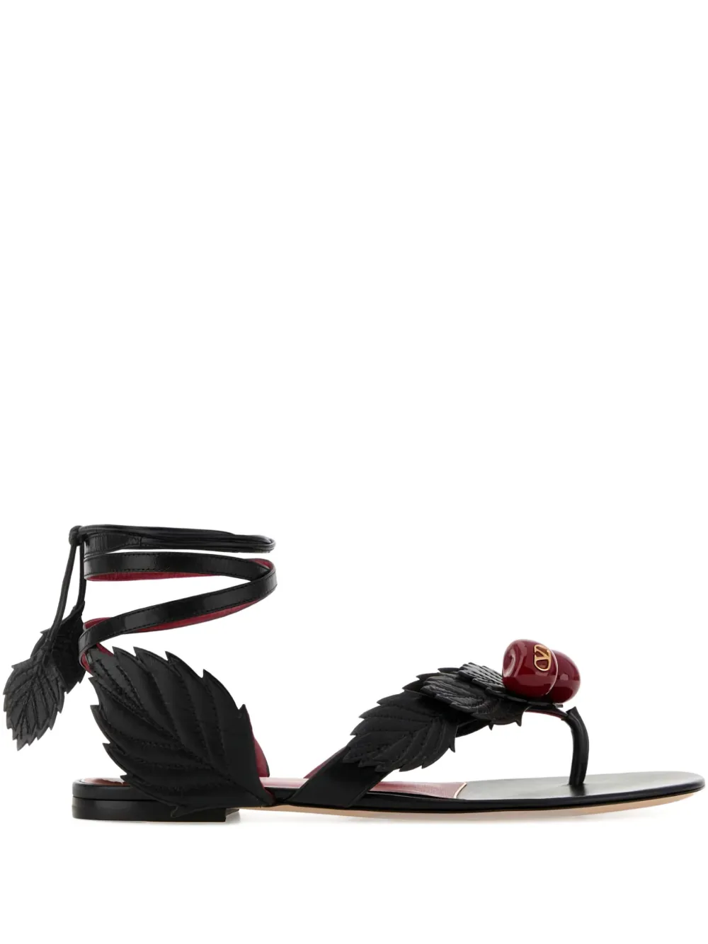 Valentino Garavani Cherryfic leren sandalen Zwart