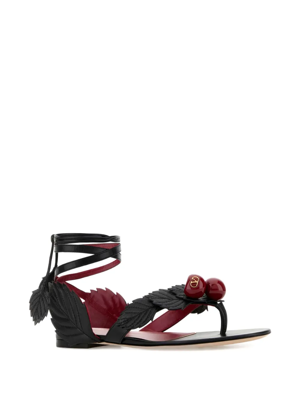 Valentino Garavani Cherryfic leren sandalen Zwart