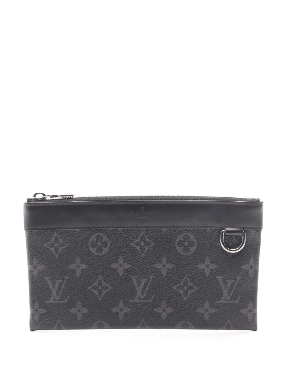 Pre-owned Louis Vuitton 2019 Monogram Taigarama Pochette Discovery Pm Clutch Bag In Black