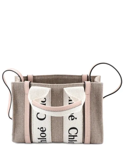 Chloé Pre-Owned Woody Convertible Canvas with Leather Mini tote bag