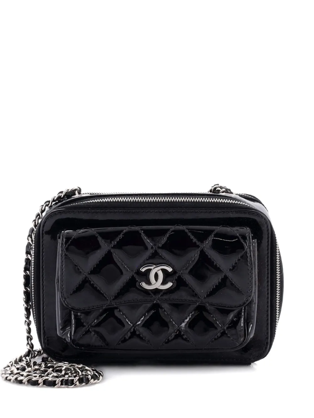 CHANEL Pre-Owned Pocket Box Camera Case Quilted Patent Mini crossbody bag - Nero