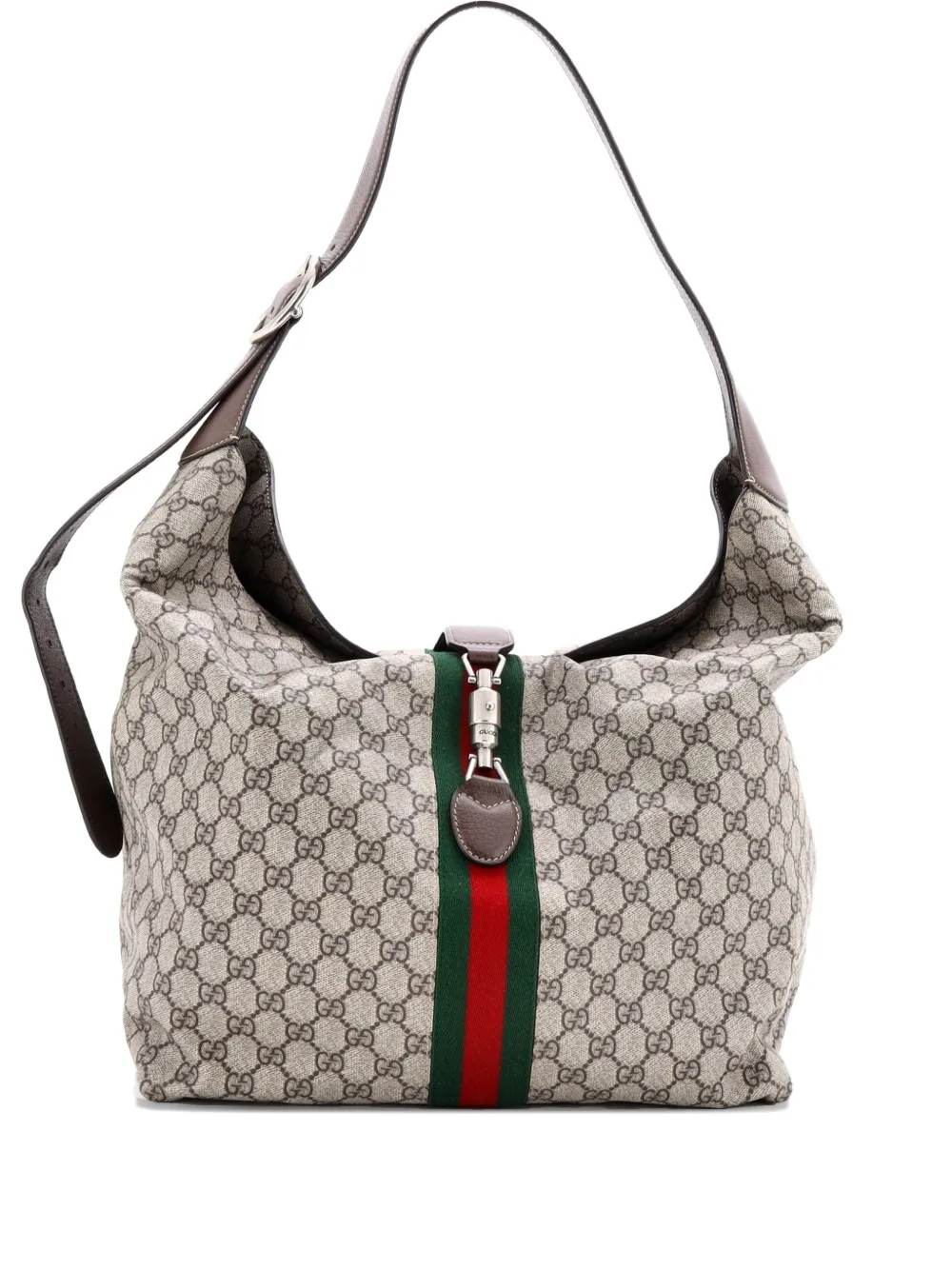 Gucci Pre-Owned Borsa a spalla Jackie 1961 media in tela cerata GG - Marrone