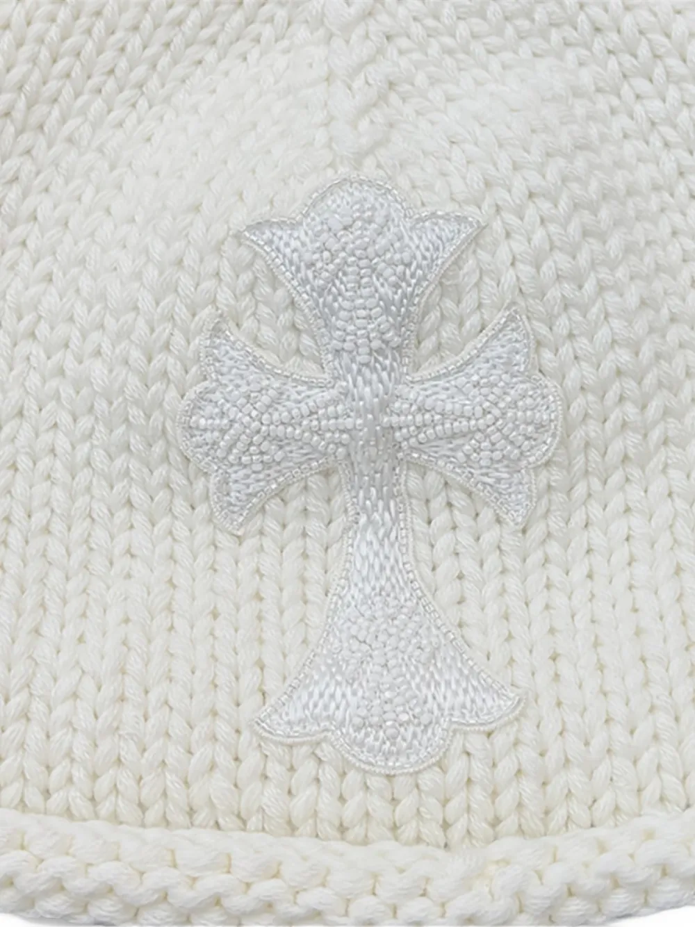 Chrome Hearts beaded cross beanie hat - Wit