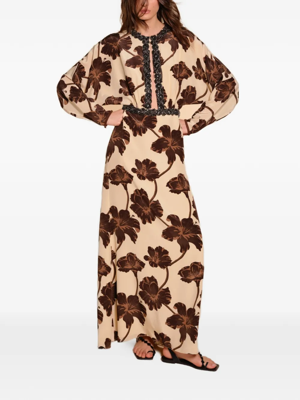 Johanna Ortiz Adoracion Continua beaded dress - Bruin