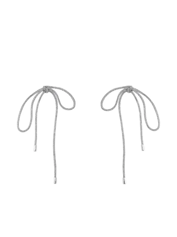 Area Crystal-knot Long Earrings in Silver