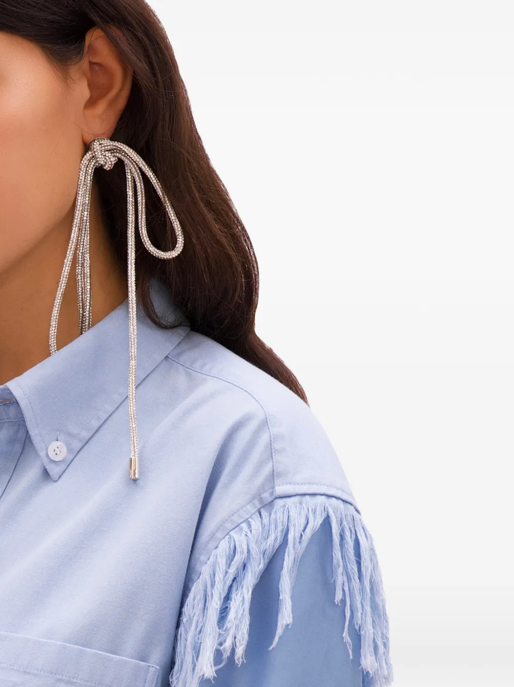 AREA crystal-knot long earrings - Zilver