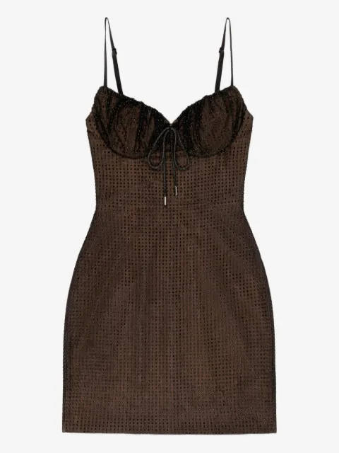 AREA crystal hotfix mini dress
