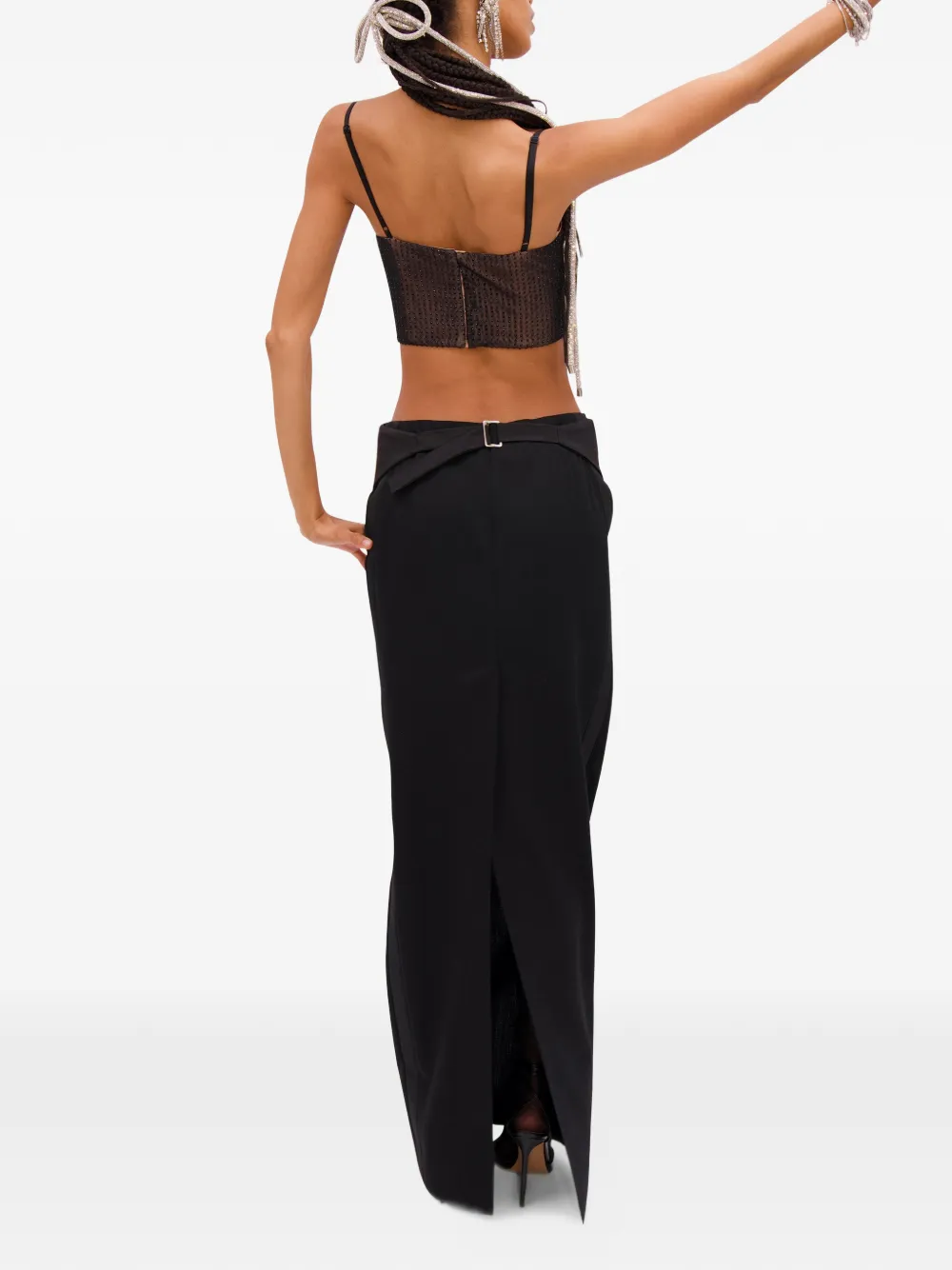 AREA Crêpe maxi-rok Zwart
