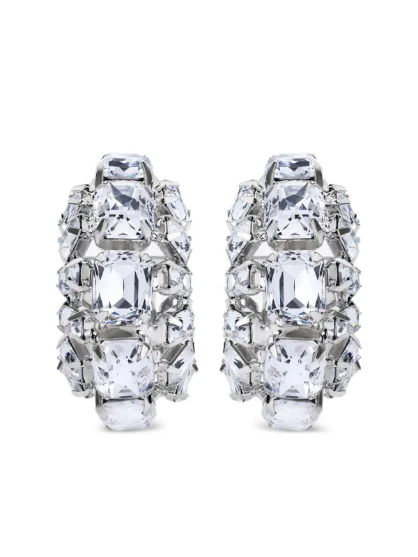Area Small Crystal Hoops Earrings in Silver