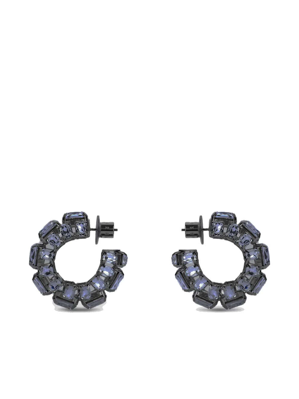 Area Small Crystal Hoops Earrings in Silver, view 4