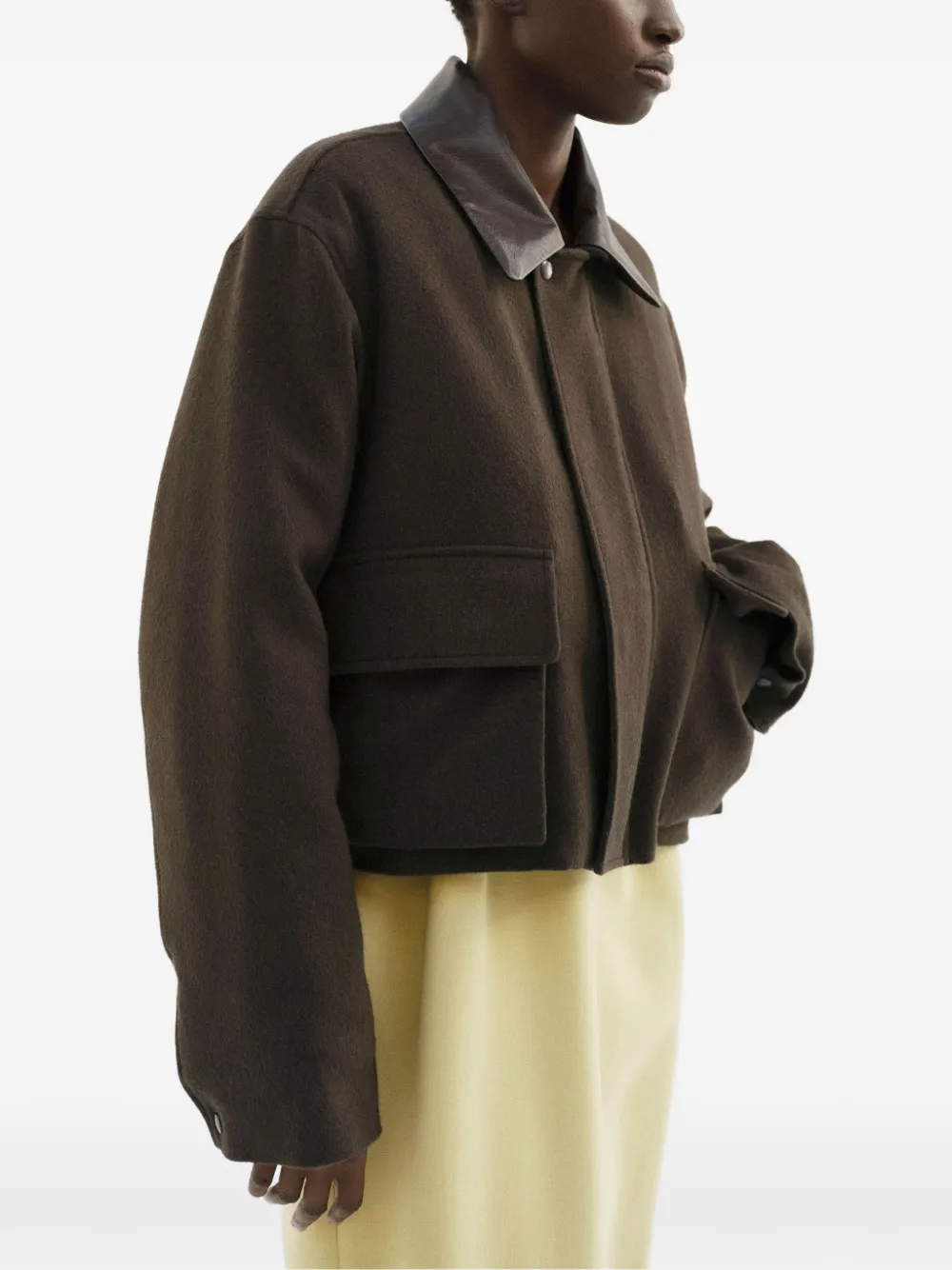  Auralee Leather-collar Jacket - Green 