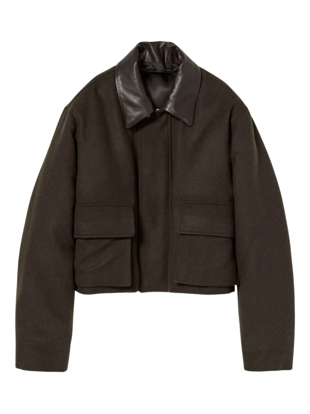 Auralee leather-collar jacket - Verde