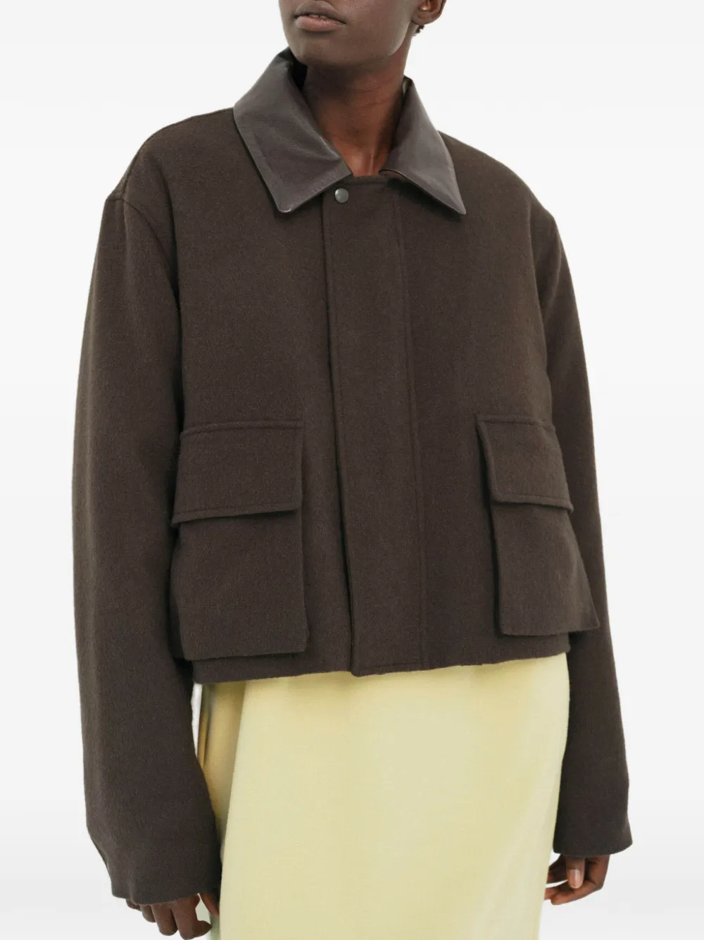  Auralee Leather-collar Jacket - Green 