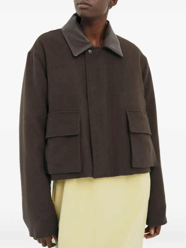Auralee leather-collar Jacket | Green | FARFETCH ID