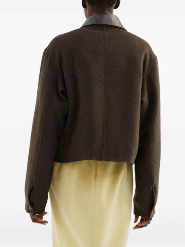 Auralee leather-collar Jacket | Green | FARFETCH ID