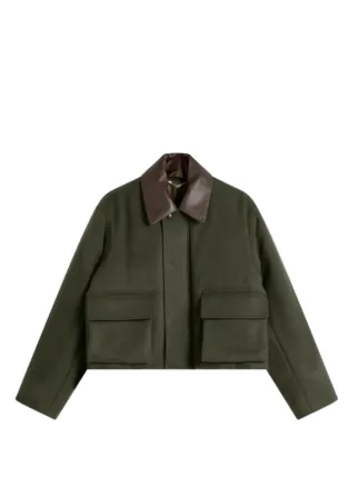 AURALEE SHAWL COLLAR JACKET 4 グリーン Auralee leather-collar Jacket | Green | FARFETCH JO